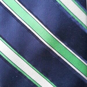 NWT IKE BEHAR BLUE GREEN STRIPED SILK TIE 3.75" by 58.5"